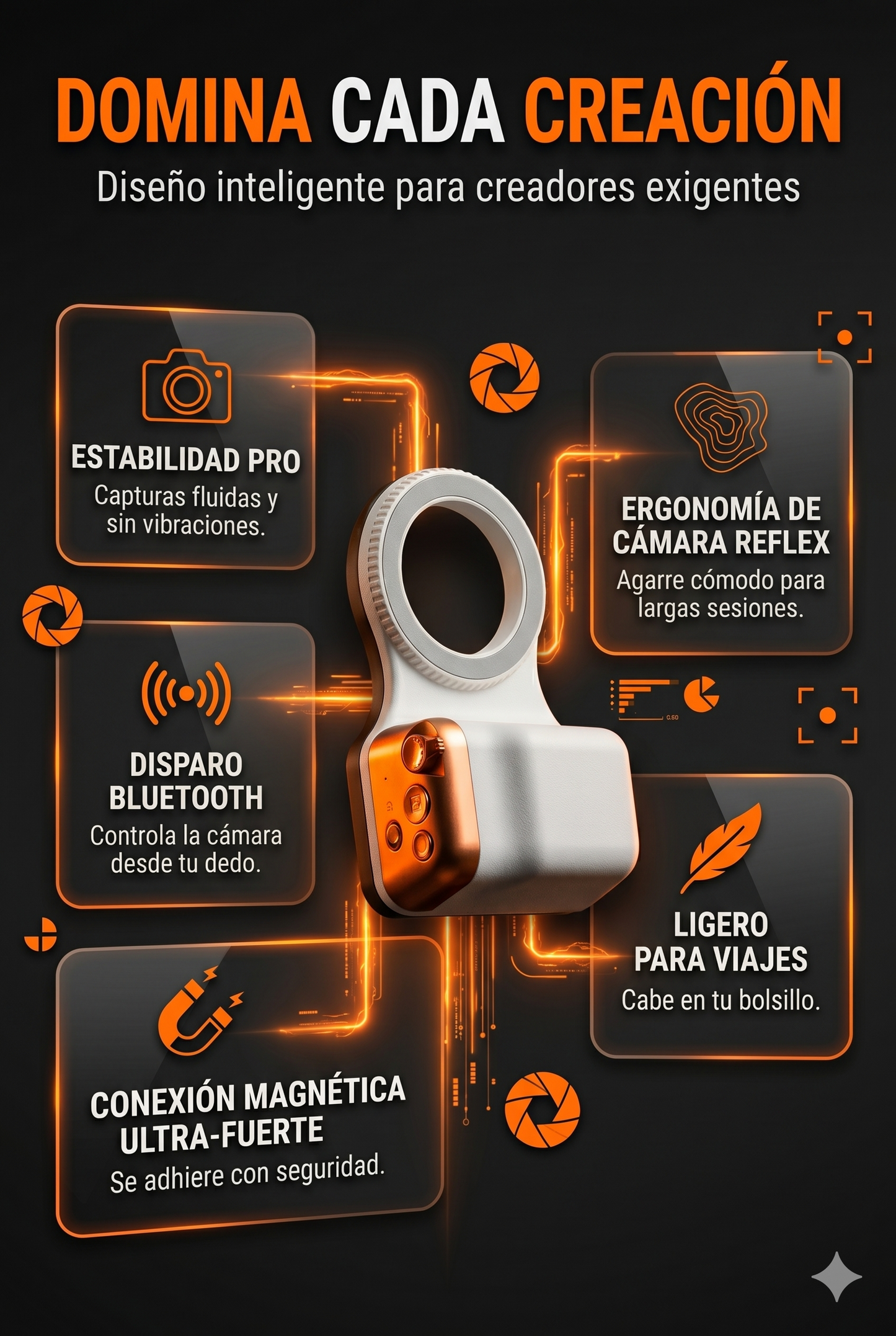 Grip Magnético Smartphone con disparador Remoto